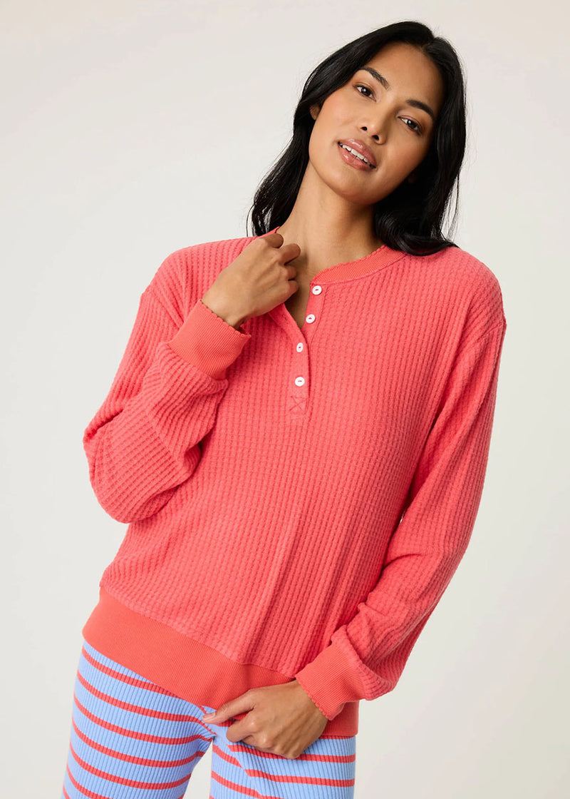 Morning Waffles Long Sleeve Top - Scarlet