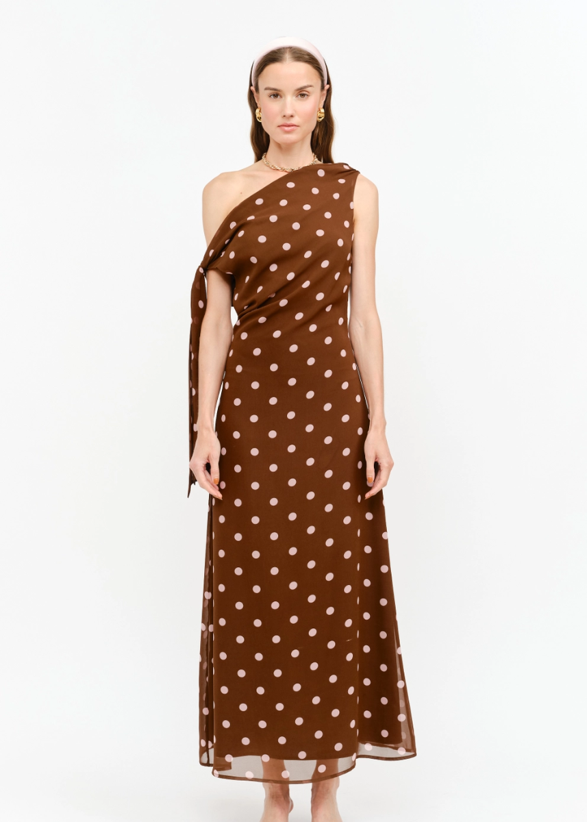 Remie Off The Shoulder Dress - Brown