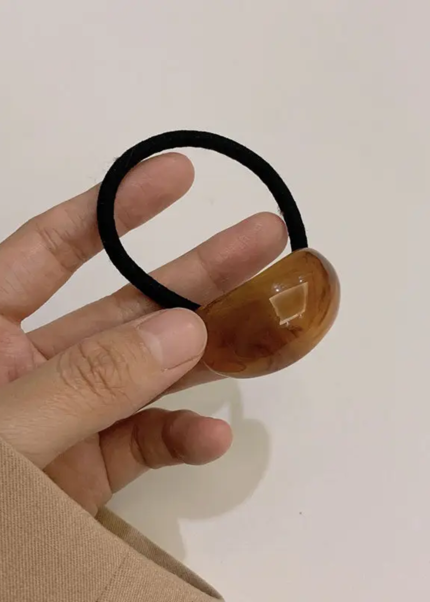 Resin Bead Elastic Hair Tie - Amber