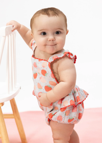 Ric Rac Ruffle Sunsuit - Strawberry Bliss