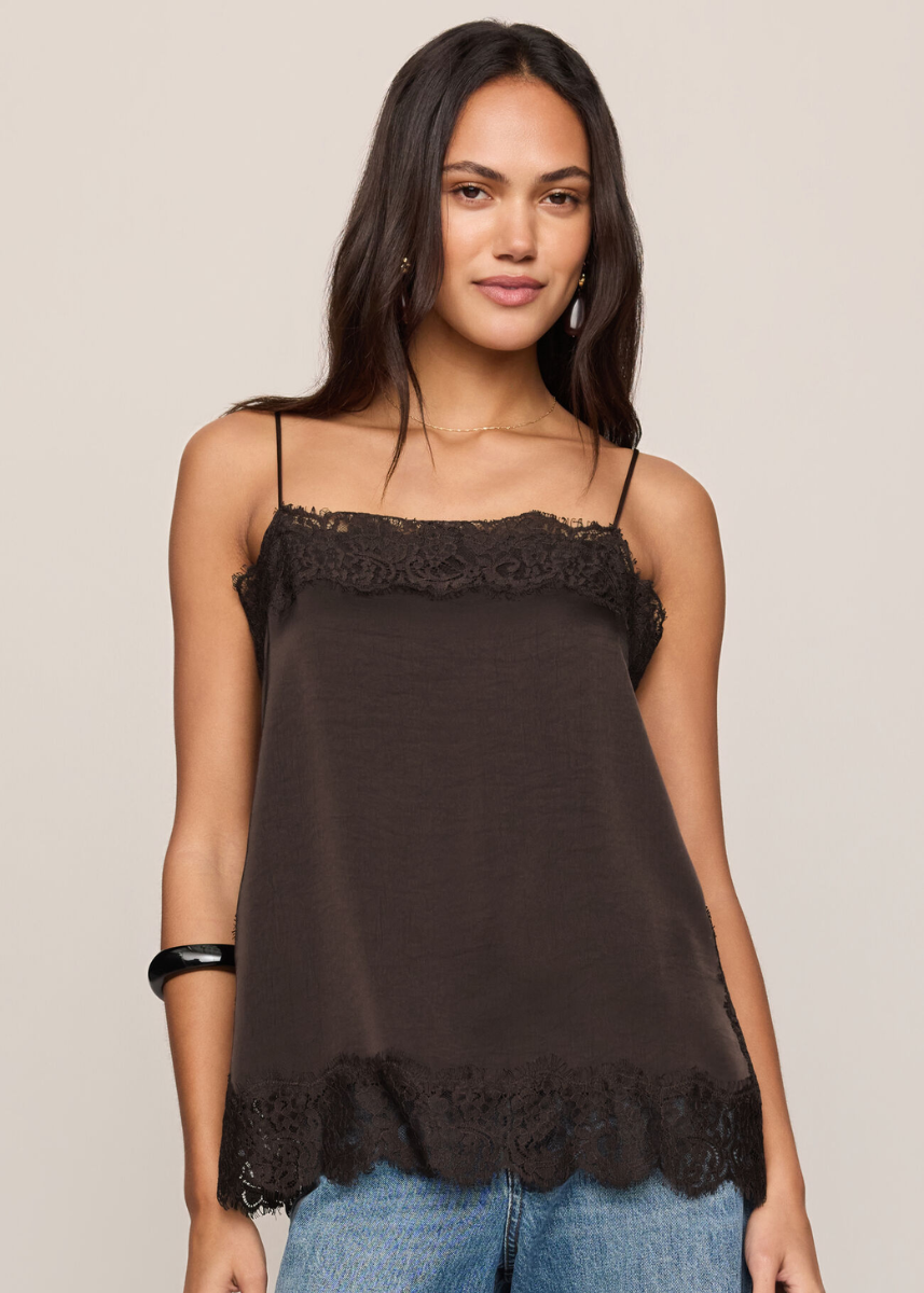 Roselle Lace Cami - Cocoa Bean