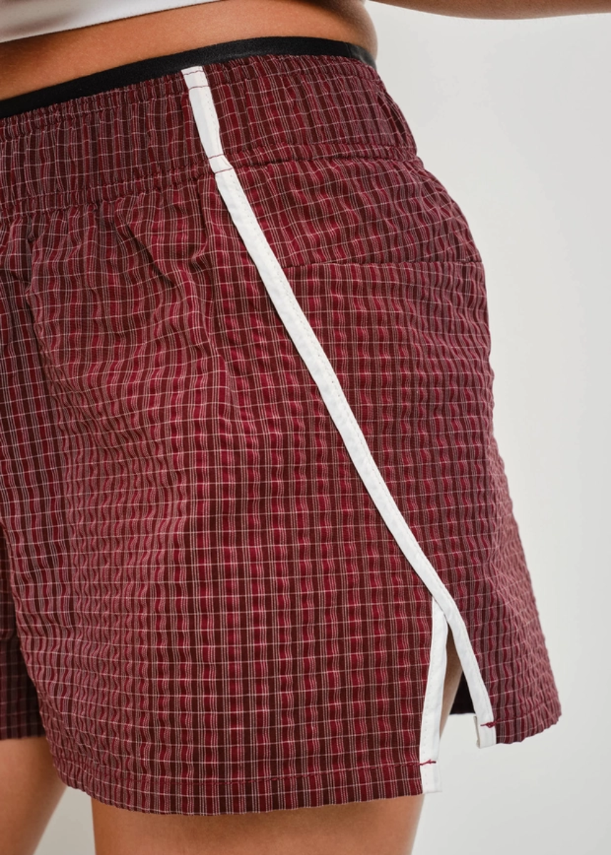 Roxy Micro Grid Shorts - Burgundy