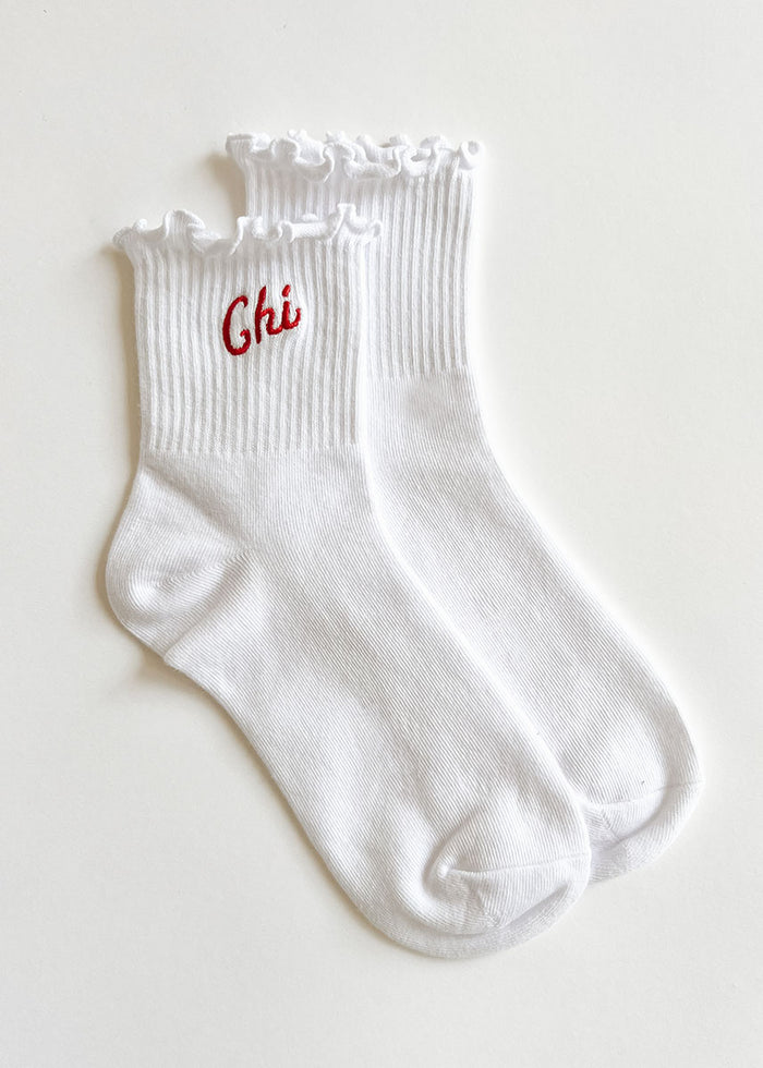 Chi Ruffle Crew Sock - Red
