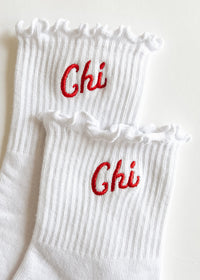 Chi Ruffle Crew Sock - Red