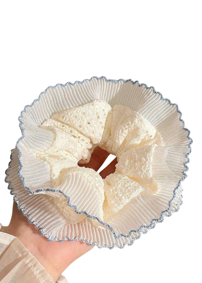 Ruffle Lace Scrunchie - Blue