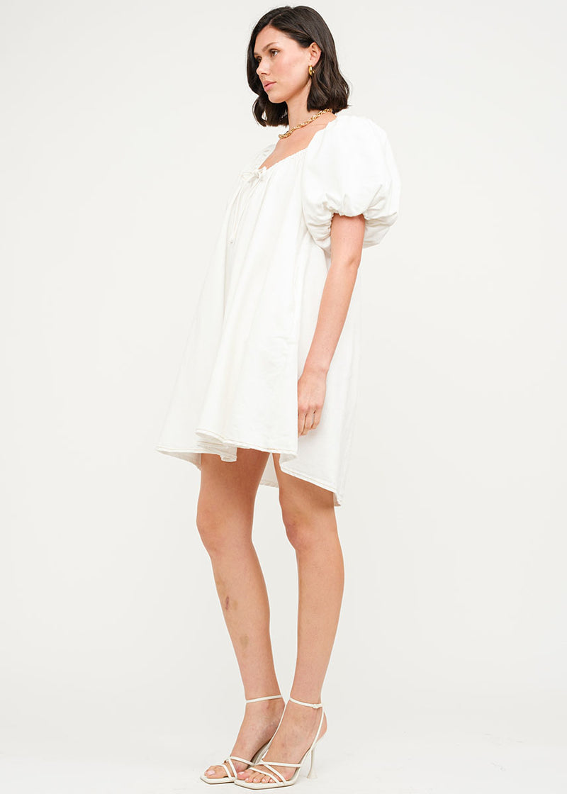 Jennie Denim Babydoll Mini Dress - Off-White