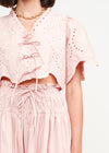 Margot Poplin Eyelet Cropped Top - Pink