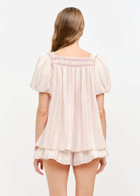 Erika Babydoll Ribbon Top - Blush