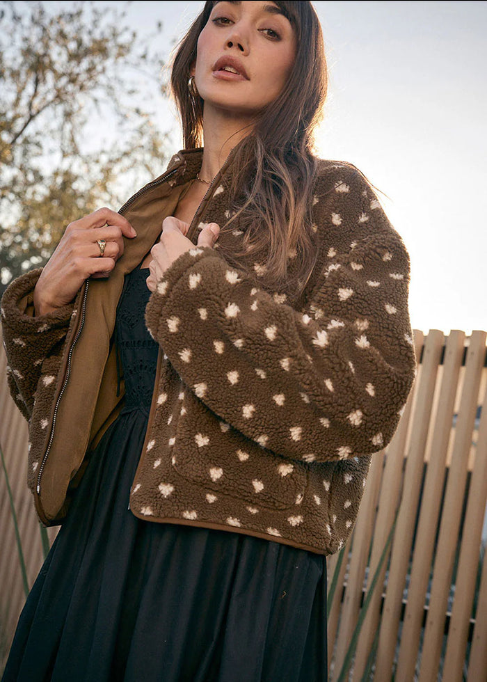 Madisyn Sherpa Heart Jacket - Olive