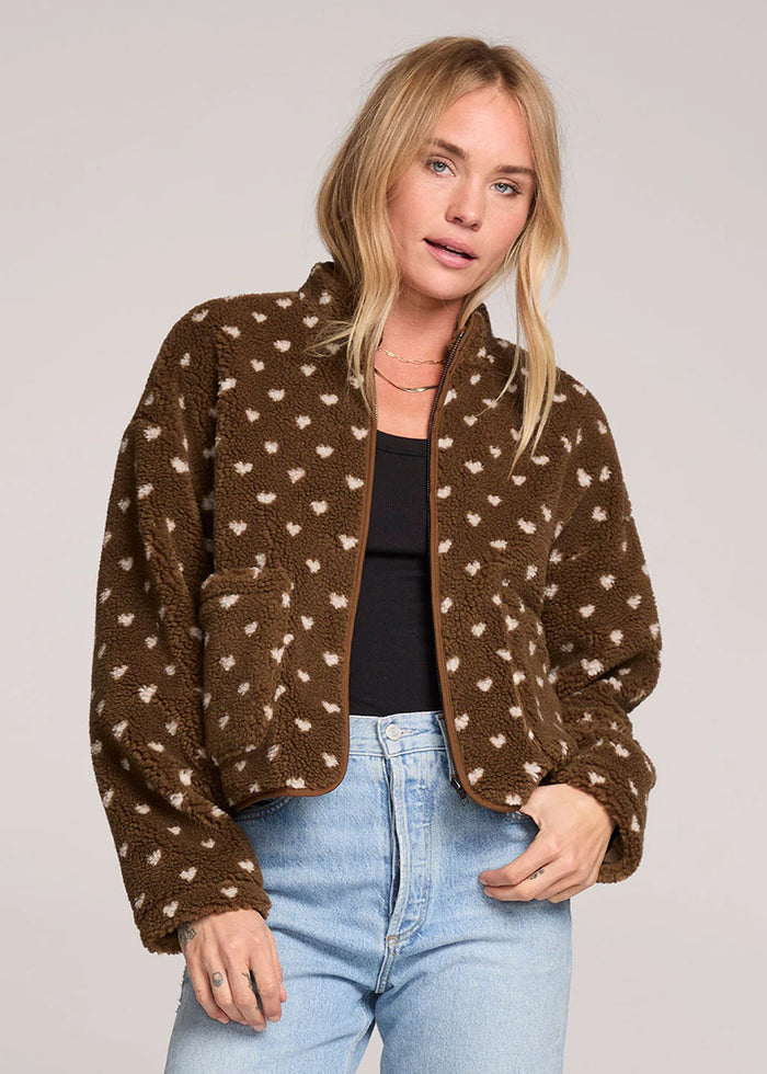 Madisyn Sherpa Heart Jacket - Olive
