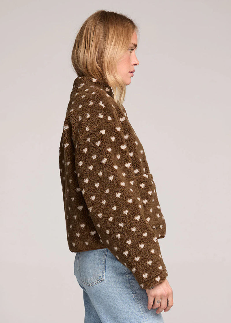 Madisyn Sherpa Heart Jacket - Olive
