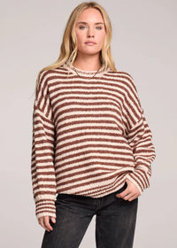 Autumn Striped Sweater - Chocolate