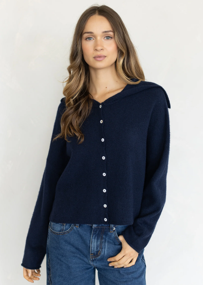 Sailor Collar Piper Cardigan - Midnight
