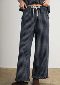 Sauer Gingham Ruffle Pants - Navy