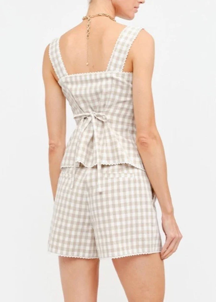 Savannah Gingham Top - Natural