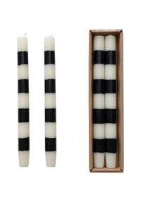 Striped Taper Candles - Black & Cream