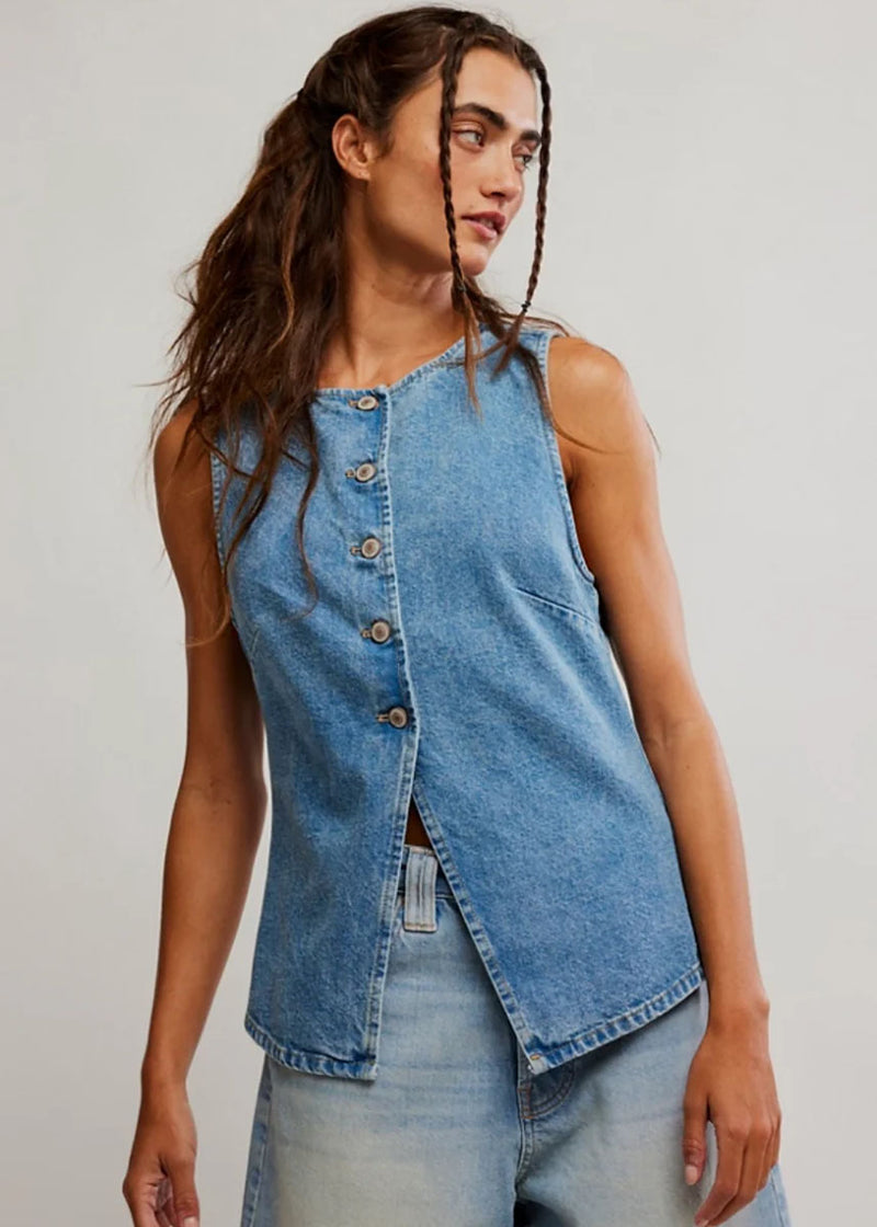 Aimee Denim Vest - Ultra Light Beam