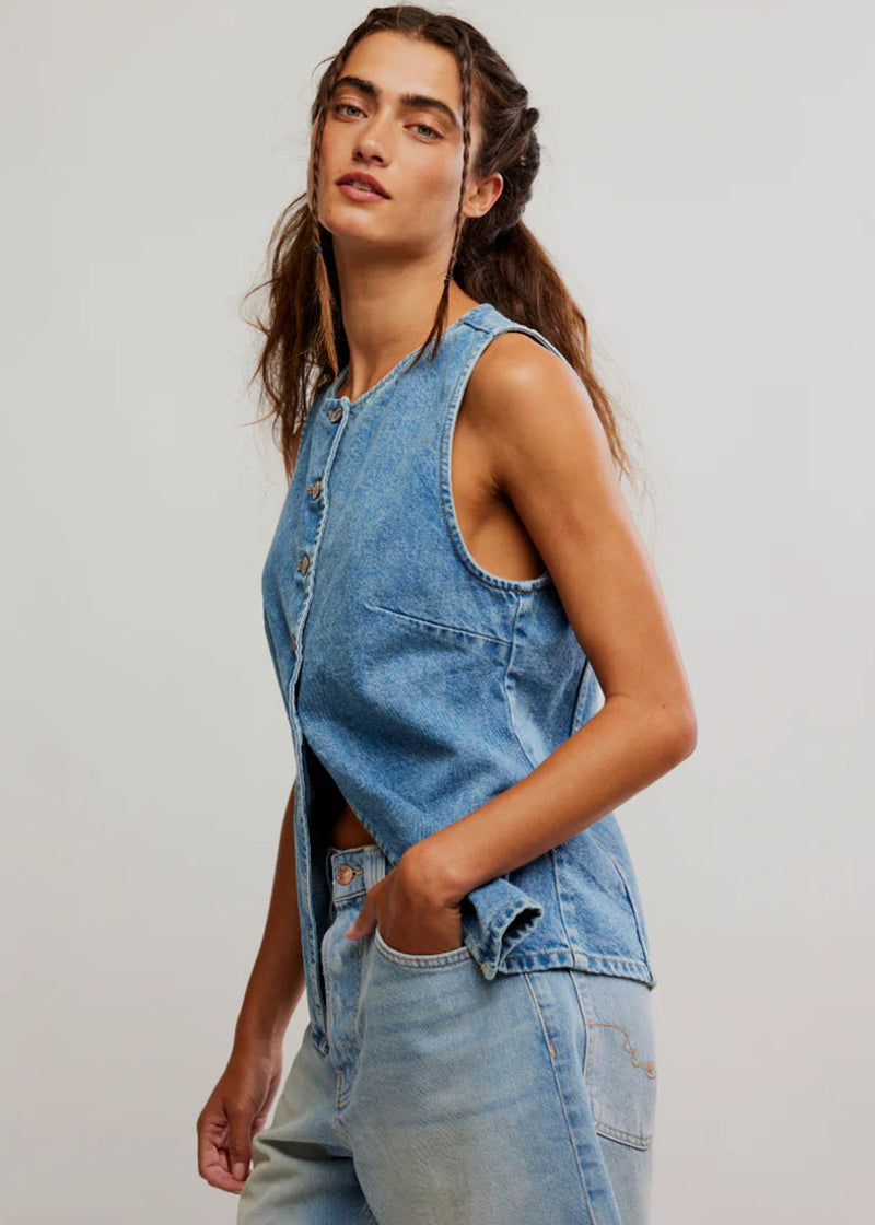 Aimee Denim Vest - Ultra Light Beam