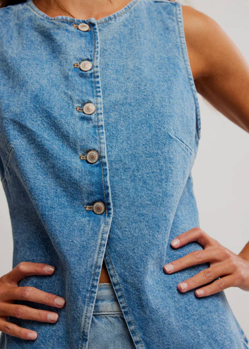 Aimee Denim Vest - Ultra Light Beam