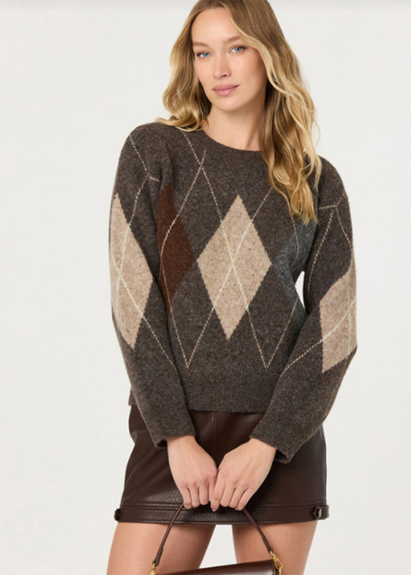 Terri Sweater - Grey Brown Argyle