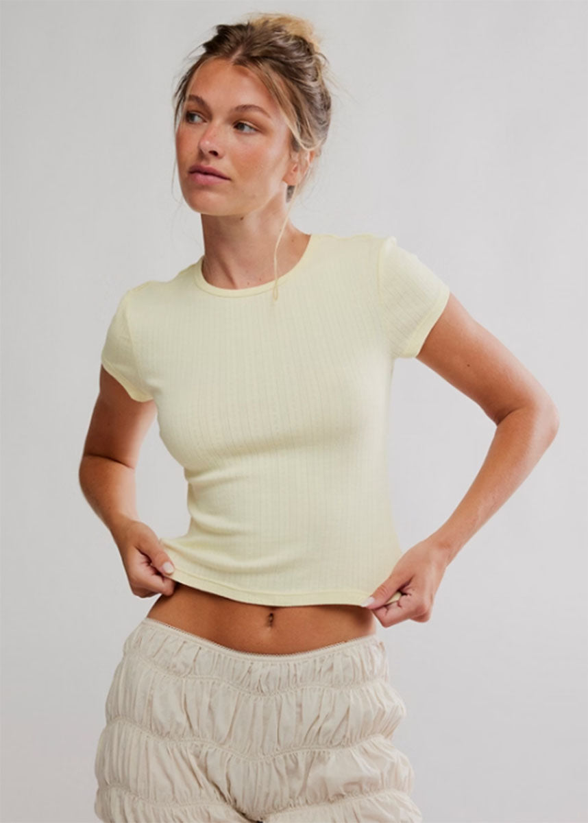 Wait A Minute Baby Tee - Banana Cream