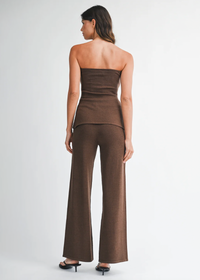 Hazel Beaded Tube Top & Pants Set - Chocolate Brown