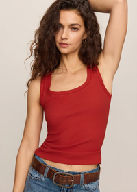 Larkin Embroidered Tank - Chili Pepper