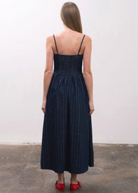 Georgia Bow Strap Midi Dress - Denim