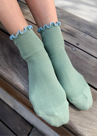 Petite Ruffled Modal Socks - Sea Glass & Powder Blue