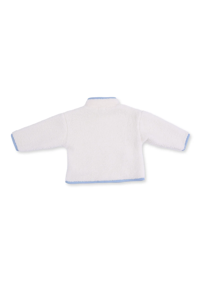 Sherpa Zip Jacket - Cream & Blue