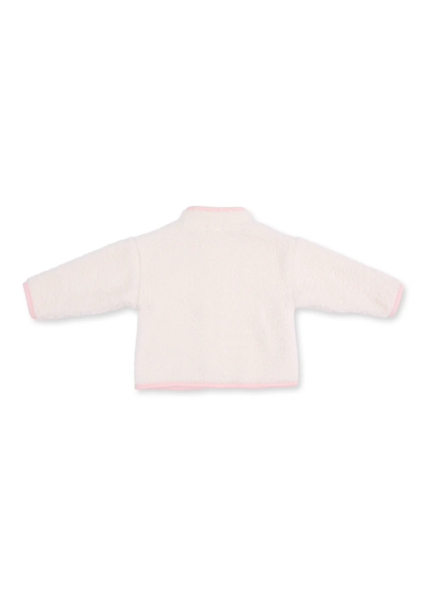 Sherpa Zip Jacket - Cream & Pink