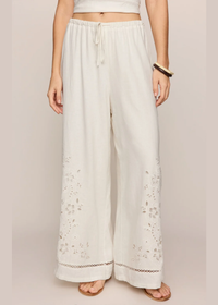 Sid Embroidered Pants - White