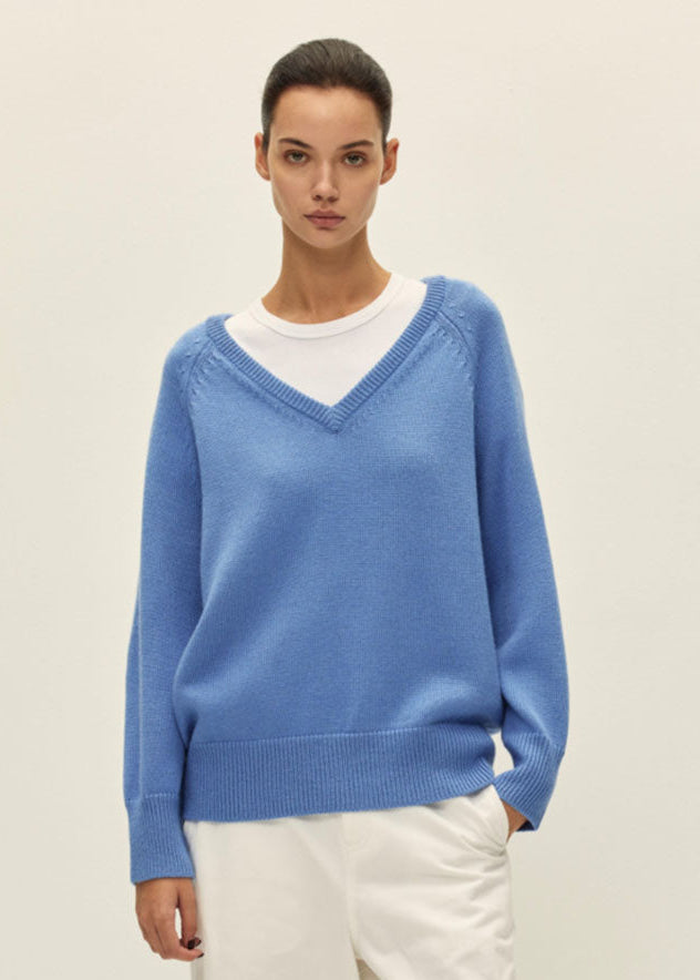 Soren V-Neck Sweater - Cornflower Blue