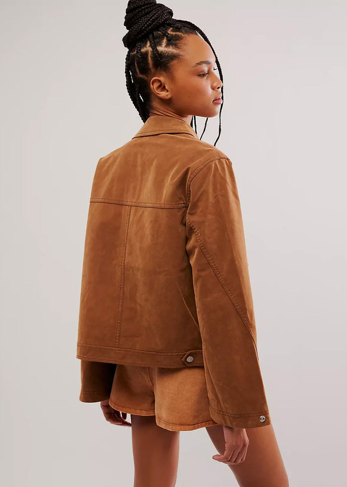 Blair Vegan Suede Jacket - Caramel Cafe