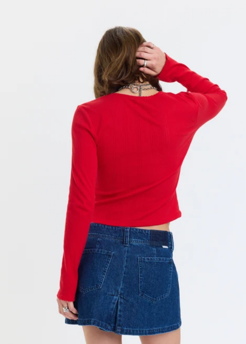 Stargazer Pointelle Cardigan - Cherry Bomb