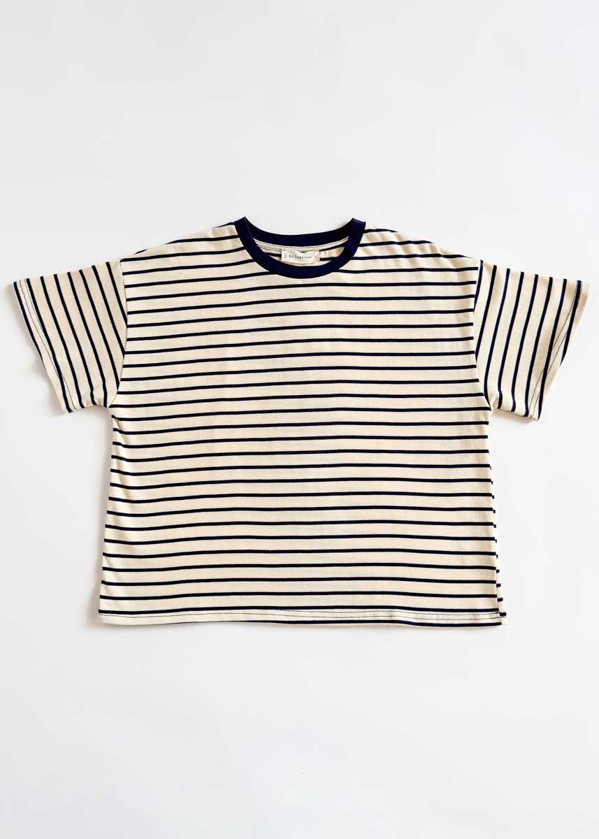 Landon Striped Tee - Natural Navy