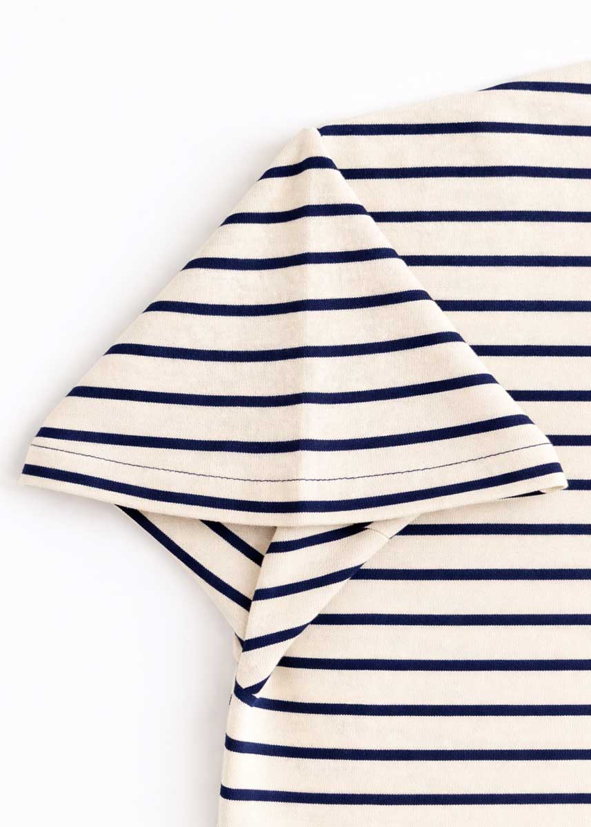 Landon Striped Tee - Natural Navy
