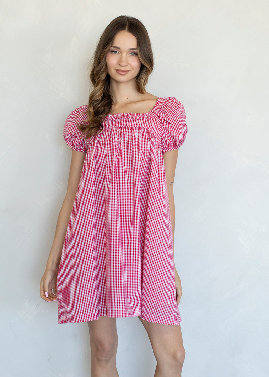 Betty Puff Sleeve Dress - Red