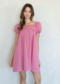 Betty Puff Sleeve Dress - Red