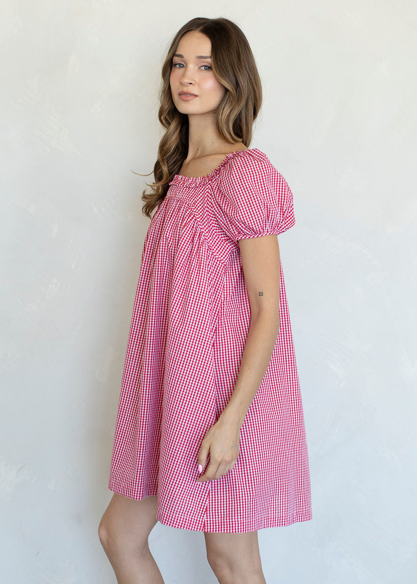 Betty Puff Sleeve Dress - Red