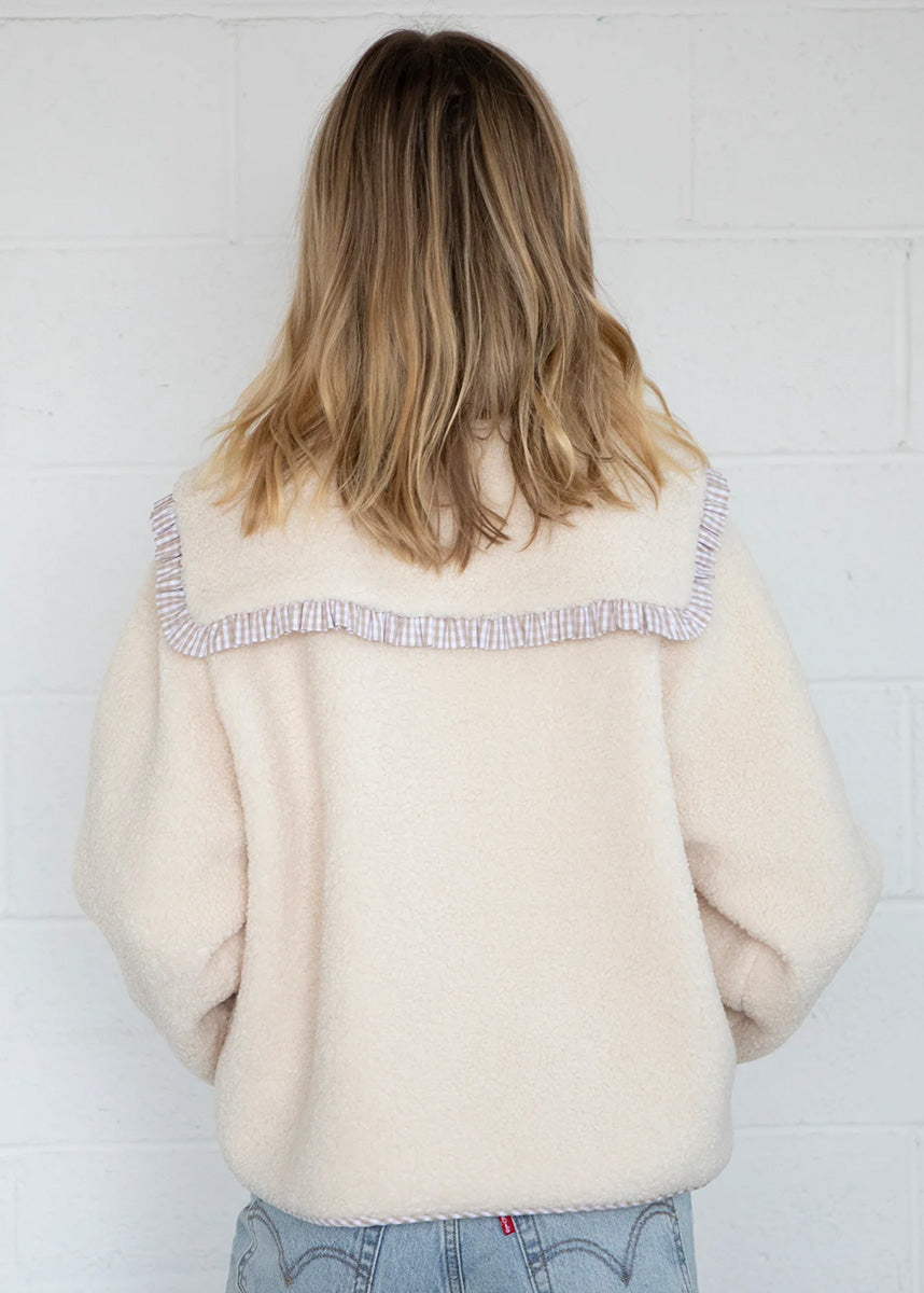 Bette Gingham Ruffle Point Jacket - Latte