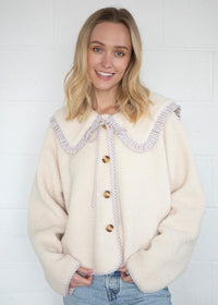 Bette Gingham Ruffle Point Jacket - Latte