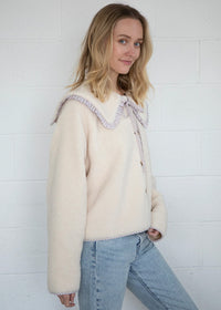 Bette Gingham Ruffle Point Jacket - Latte