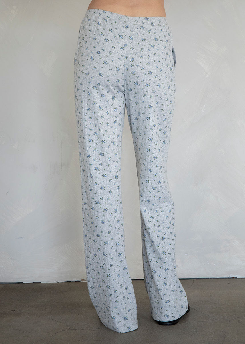Ditsy Floral Pointelle Pants - Heather Grey