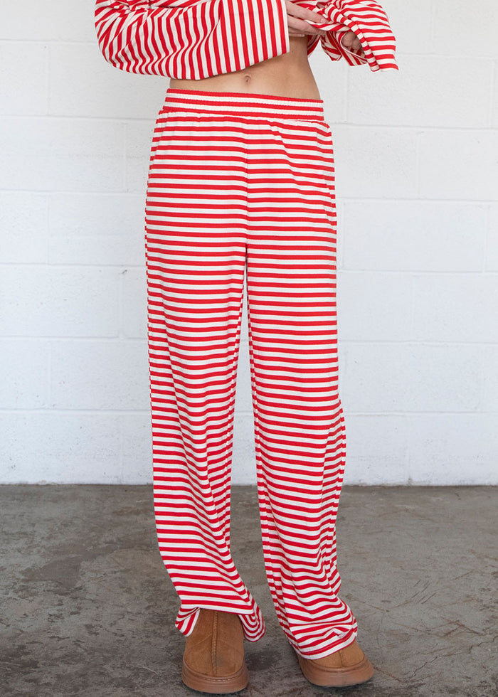 Lilou Striped Pants - Red
