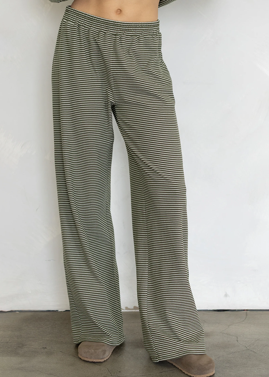 Levi Striped Pant - Olive