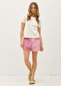 Stella Mixed Gingham Shorts - Red