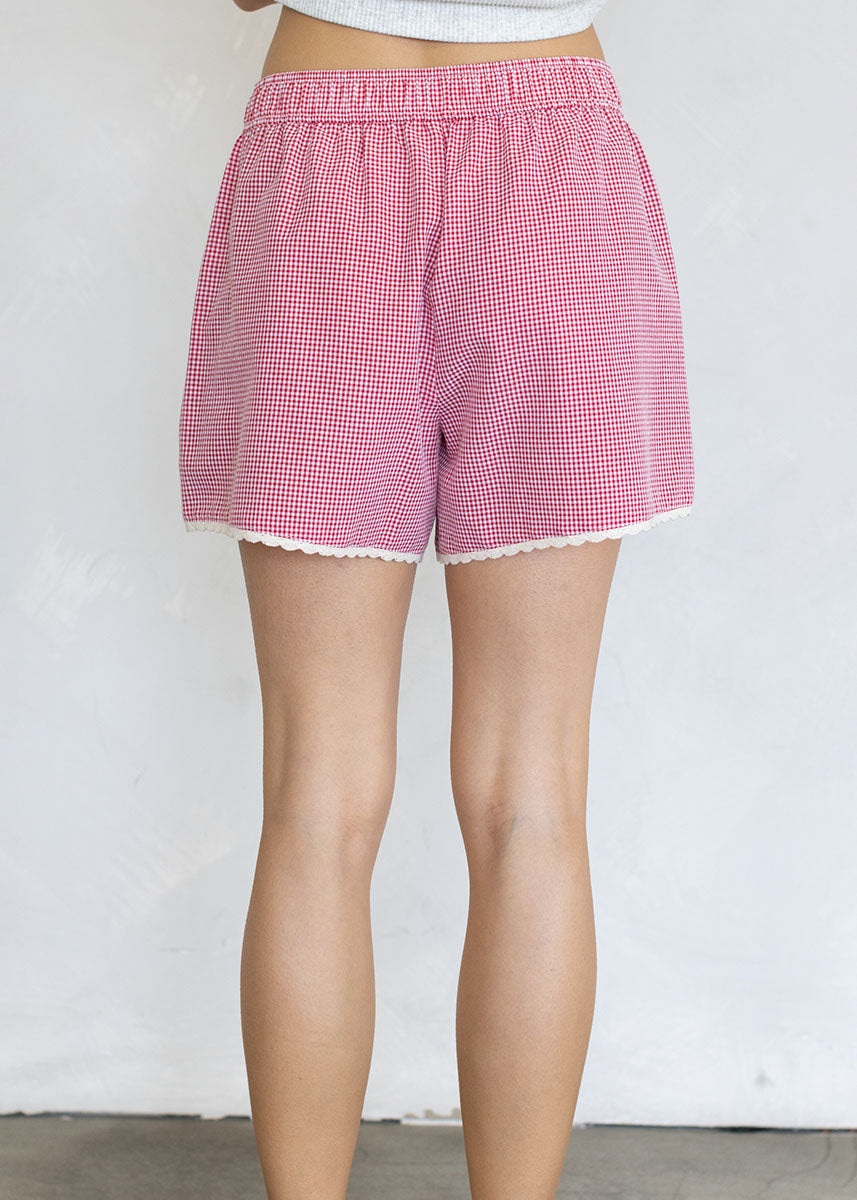 Crochet Hem Boxer - Red