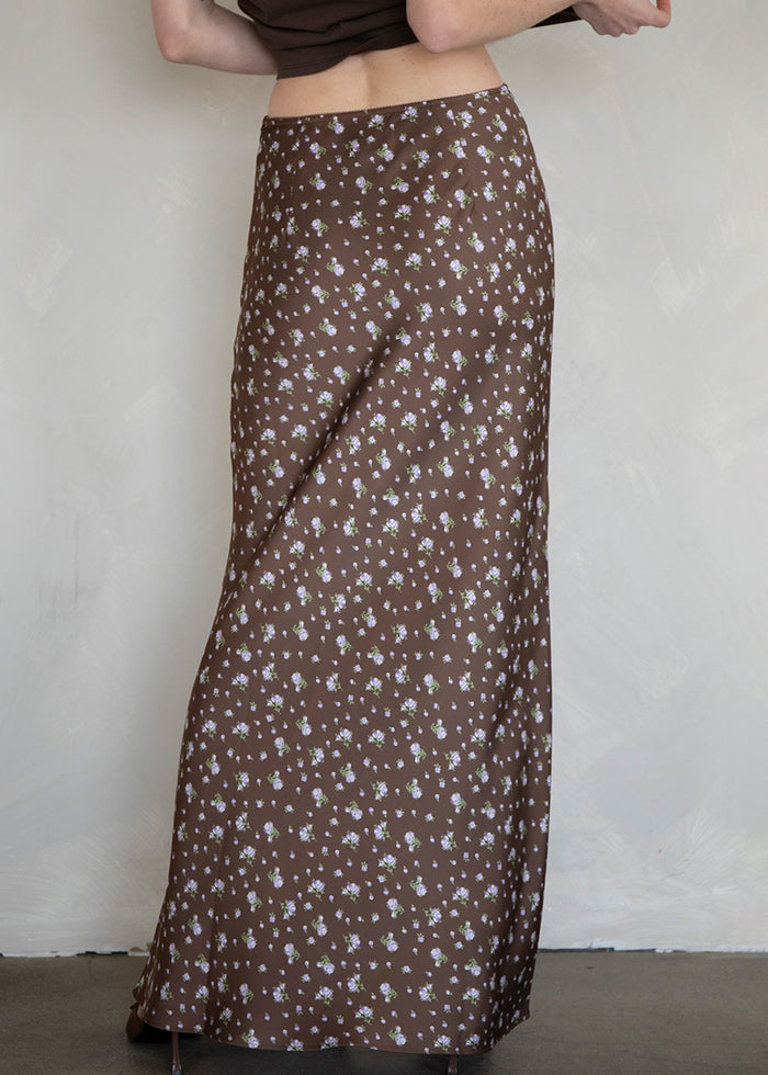 Juliette Floral Maxi Skirt - Brown