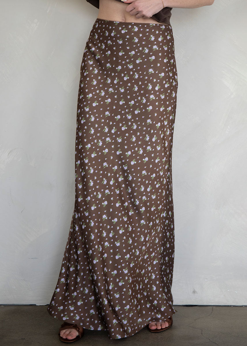 Juliette Floral Maxi Skirt - Brown